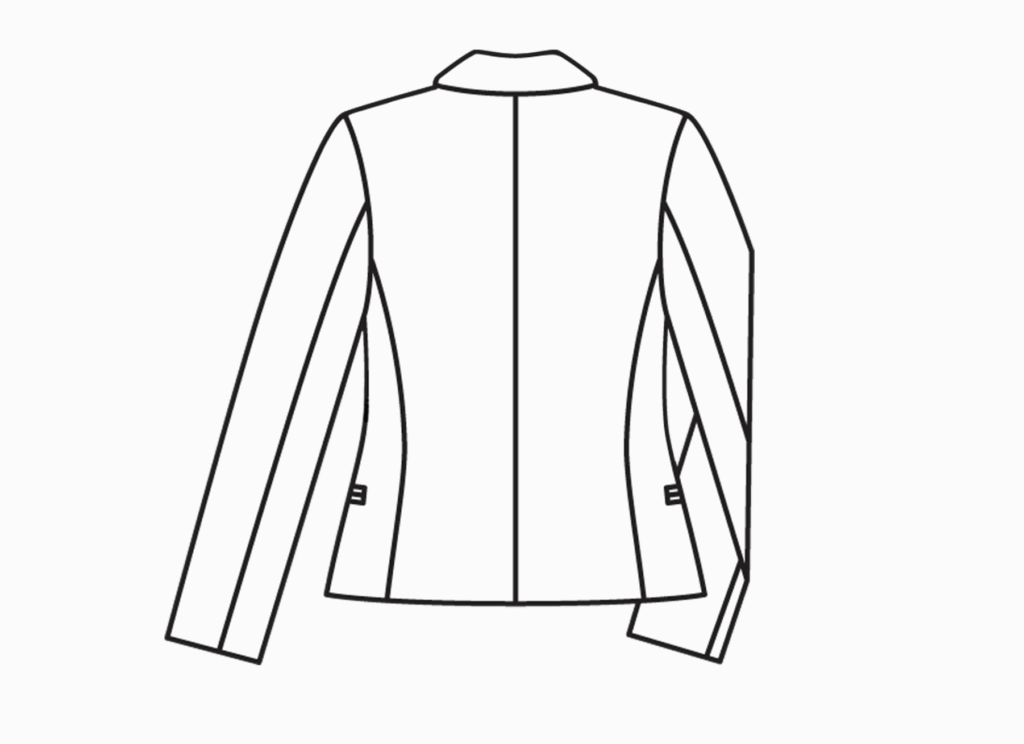 Drawing of the Pleat Front Jacket Back